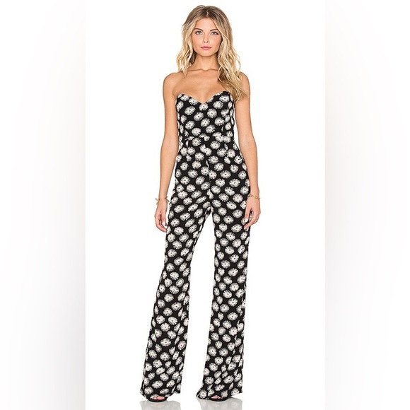 Stone Cold Fox | Black Printed Strapless Libra Pants Jumpsuit - Size 2 (Medium) - Picture 1 of 7
